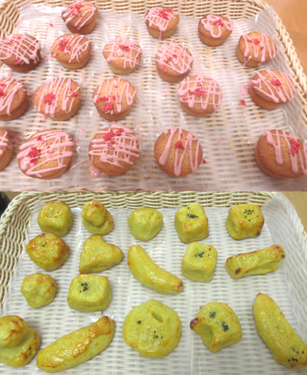 製菓講習で、ストロベリーマフィンとスィートポテトを作りました。